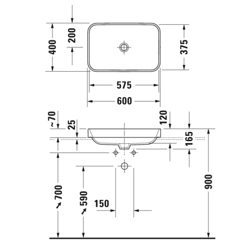 Раковина Duravit Happy D.2 Plus 60 см 2359606100 подвесная цвет белый - фото 2