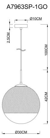 Светильник подвесной Arte Lamp JUPITER gold (ДЖУПИТЕР голд) A7963SP-1GO