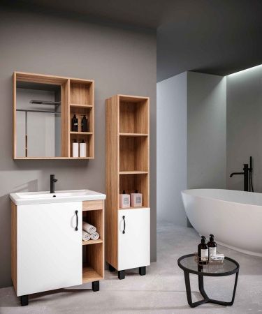 Тумба под раковину Grossman Флай 107001 70х40 напольная цвет белый/коричневый