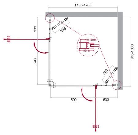Душевой уголок BelBagno KRAFT KRAFT-AH-22-120/100-C-Cr-R 120х100 стекло прозрачное профиль хром без поддона