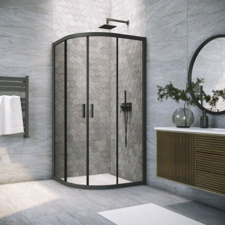 Душевой уголок Vegas-Glass ZS TUR+NOVO ZS NOVO h2000 110 02М 07 110х110 стекло тонированное профиль черный матовый без поддона