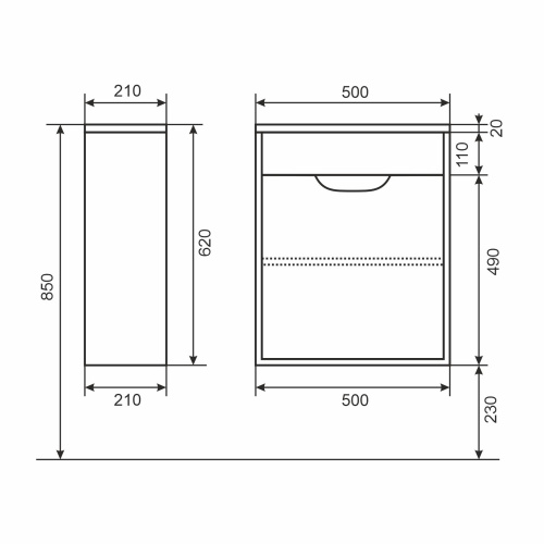 Тумба под раковину Uperwood Modul 2930205360 уц 49,6х21х60 подвесная (повреждена упаковка) - фото 2