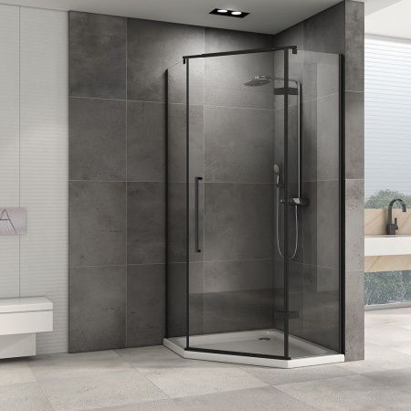 Душевой уголок Abber Ewiges Wasser AG05090B 90х90 стекло прозрачное профиль черный без поддона
