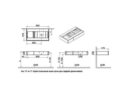 Тумба под раковину Vitra Origin 65678 90х50 подвесная цвет коричневый
