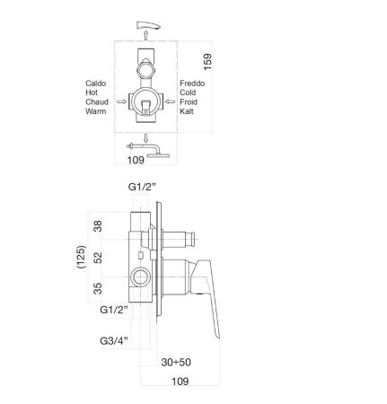 Смеситель для ванны и душа Fiore 81BB6517 настенный белый
