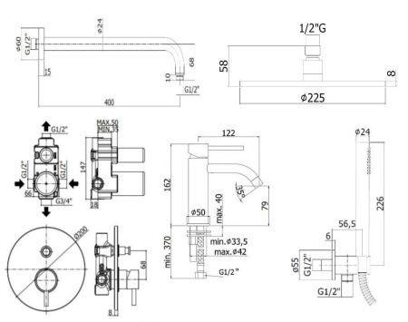 Душевая система Paffoni Light KITLIG015HG071 встраиваемая в стену цвет золото