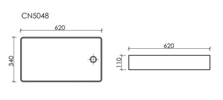 Раковина из сантехнического фарфора Ceramica Nova ELEMENT CN5048 60х30 накладная цвет белый без отверстий под смеситель