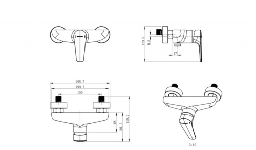 Смеситель для душа Bravat ARDEN F9351385CP-01-RUS настенный хром - фото 2
