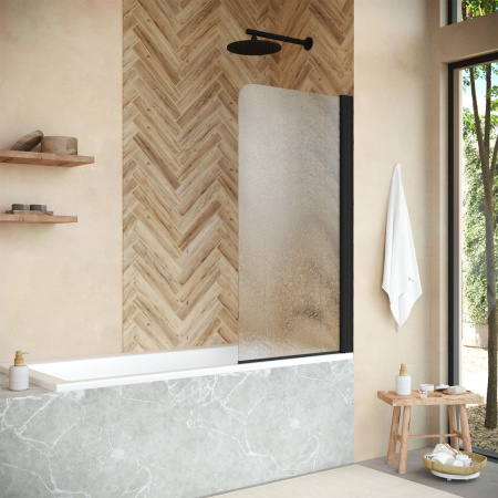 Душевая шторка на ванну Vegas-Glass EV+EV NOVO EV NOVO 70 02М 02 R 70х139 стекло рифленое профиль черный матовый ориентация правая