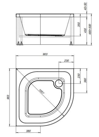 Душевой поддон акриловый Aquanet Optimal 00293357 90х90 белый без каркаса