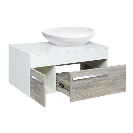 Тумба под раковину Runo ВУДЛАЙН 00-00001011 110х50 подвесная цвет серый/белый