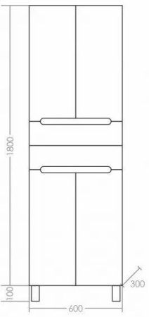 Шкаф-пенал СанТа Лондон 524004 60х190 напольный цвет белый