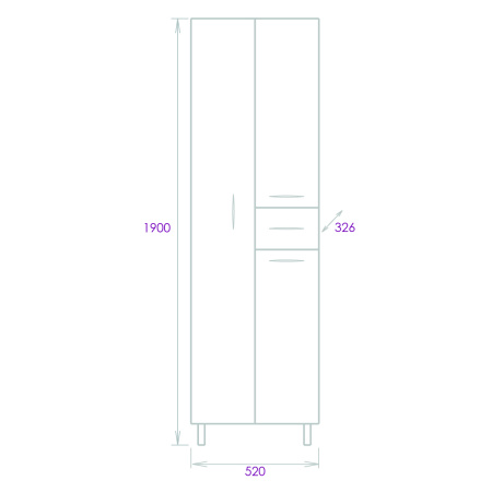 Шкаф-пенал Onika Модерн 405206 52х33х190 напольный