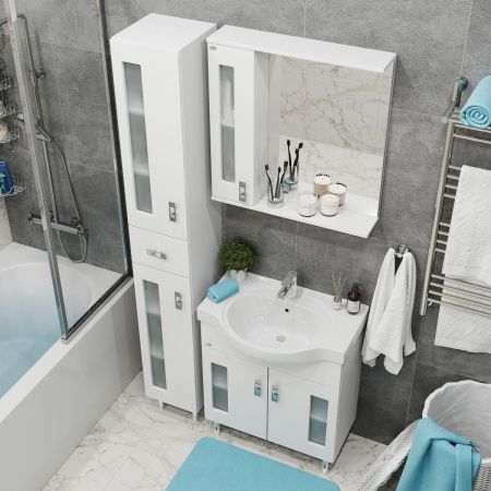 Зеркало-шкаф Onika Кристалл 206705 70х70 подвесной цвет белый