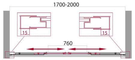 Душевая дверь BelBagno UNIQUE UNIQUE-B-2-170/200-P-Cr стекло рифленое профиль хром