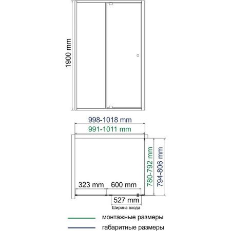 Душевой уголок Wasserkraft Aula 11P 11P17 100х80 стекло прозрачное профиль хром без поддона