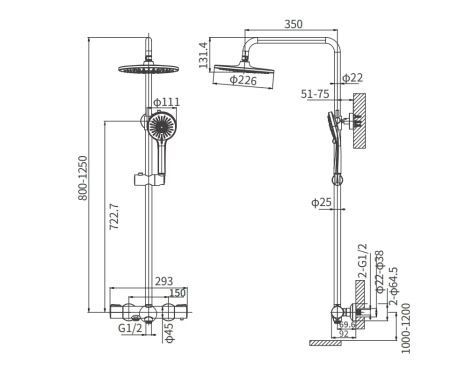 Душевая стойка Arrow AG3318MB настенная цвет черный с термостатом