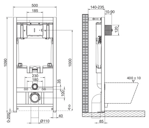 Инсталляция с кнопкой BelBagno  BB002-80/BB005-PR-CHROME - фото 5