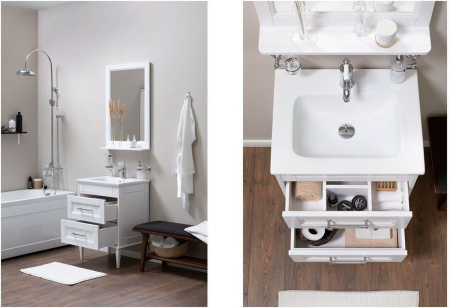 Раковина из литьевого мрамора Aquanet Бостон НФ-00017870 61х47 полувстраиваемая цвет белый 1 отверстие под смеситель