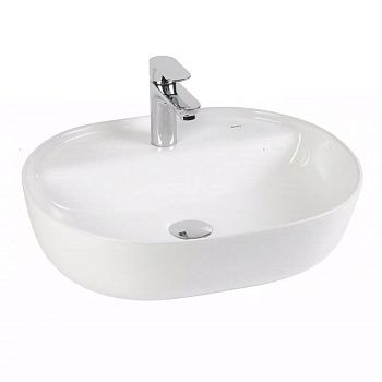 Раковина из сантехнического фарфора Bond Oval S01-500 50х40 накладная цвет белый 1 отверстие под смеситель