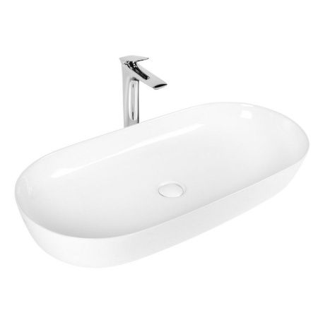 Раковина из сантехнического фарфора Bond Oval S51-800 80х40 накладная цвет белый без отверстий под смеситель