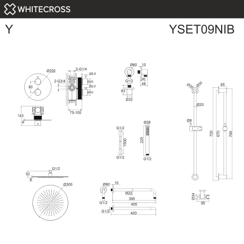 Душевая система Whitecross Y brushed nickel YSET09NIB встраиваемая - фото 3