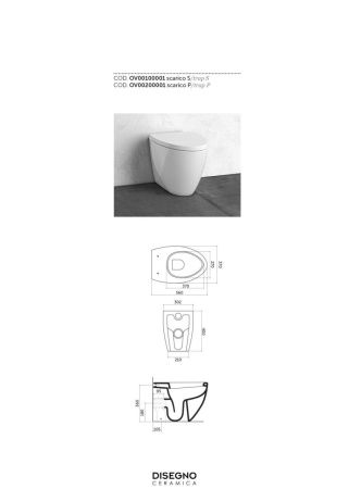 Чаша унитаза приставная Disegno Ceramica Ovo OV00200001 цвет белый без сиденья