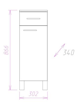 Шкаф Onika Каприз 403003 30х90 напольный цвет белый
