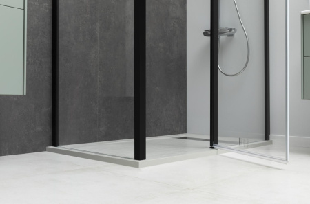 Душевой уголок Allen Brau Priority 3.31030.BBA + 3.31048.BBA 100х100 стекло прозрачное профиль черный без поддона