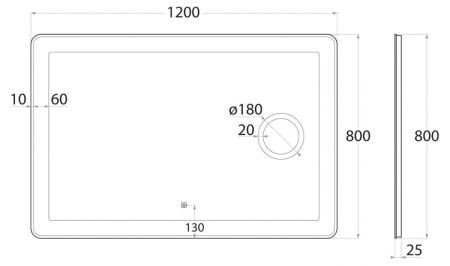 Зеркало с подсветкой Art&Max LATINA AM-Lat-1200-800-DS-F-X3 120х80 подвесное