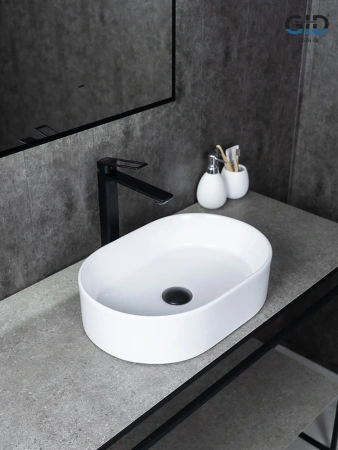 Раковина керамическая Gid Lago 51239 50х30 накладная цвет белый без отверстий под смеситель