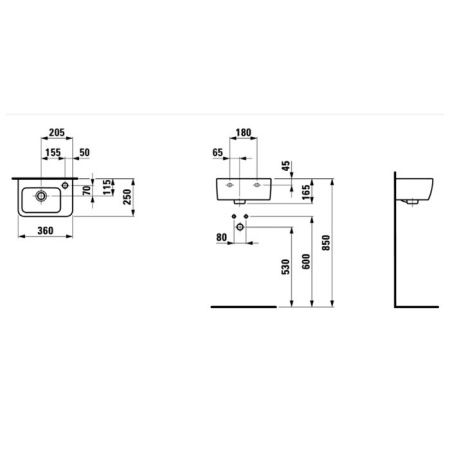Раковина керамическая Laufen Pro 8.1695.5.000.106.1 40х30 подвесная цвет белый 1 отверстие под смеситель