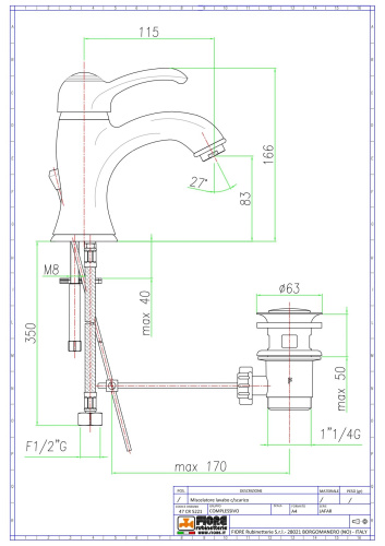 Смеситель Fiore Jafar 47CR5221 на раковину хром - фото 2