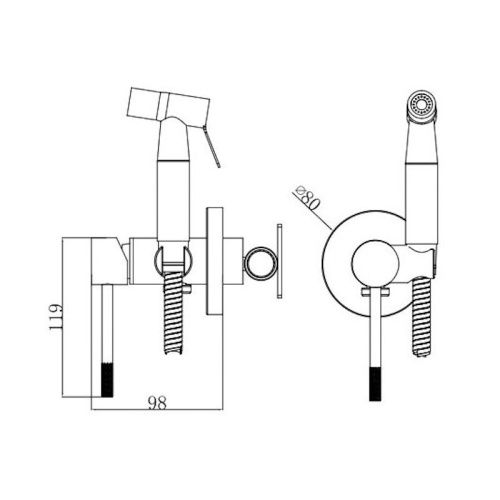 Гигиенический душ со смесителем Voda VSL01 сатин - фото 3