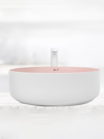 Раковина из сантехнического фаянса WeltWasser WW SK 10000004520 40 см накладная цвет белый/розовый