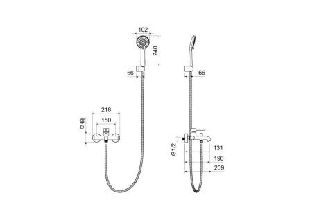 Смеситель для ванны Aquatek ЕВРОПА AQ1349CR настенный хром