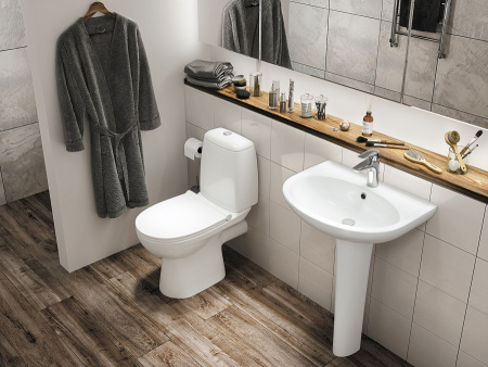 Унитаз-компакт напольный с бачком Santek Цезарь 1WH301746 белый с сиденьем микролифт душевой смыв