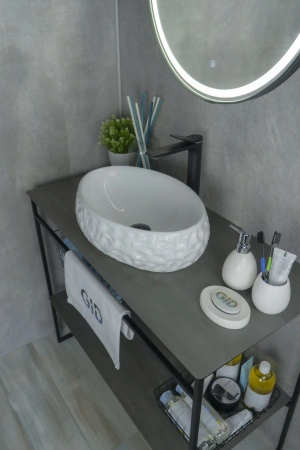 Раковина керамическая Gid Lago 51187 50х30 накладная цвет белый без отверстий под смеситель