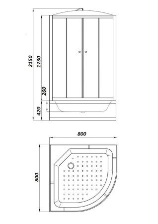 Душевая кабина Parly Effect EF1021 100х100 четверть круга с крышей ориентация универсальная