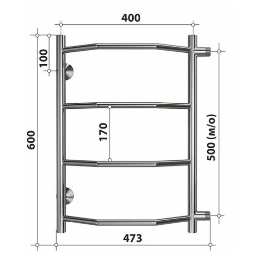 Полотенцесушитель водяной Stelmix 4670078543868 45х60 хром - фото 3
