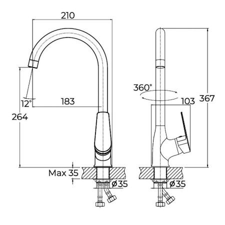 Смеситель для кухни Knotlor ECOFLOW KN-11 на мойку хром