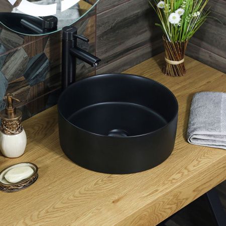 Раковина мебельная из сантехнического фаянса Melana 320357MB-805 40х40 накладная цвет черный