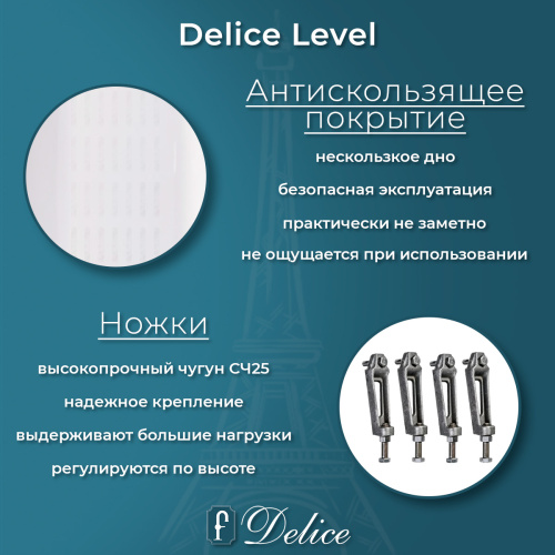 Ванна чугунная Delice Level DLR230602-AS 170х75 пристенная прямоугольная без ножек с антискользящим покрытием - фото 5