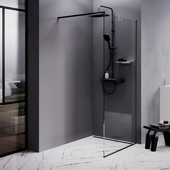 Душевая перегородка Am.Pm Func W84WI-90-F1-BTE 90х200 стекло прозрачное профиль черный