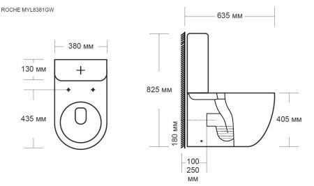 Унитаз напольный с бачком MILLEAU 8381 ROCHE 8381 белый с сиденьем микролифт безободковый смыв воронка-водоворот
