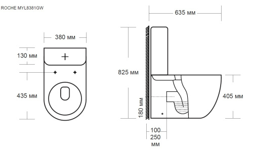 Унитаз напольный с бачком MILLEAU 8381 ROCHE 8381 белый глянцевый с сиденьем микролифт безободковый смыв воронка-водоворот - фото 2
