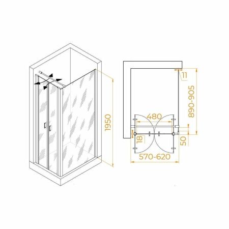 Душевой уголок RGW Passage 060814469-011 90х60 стекло прозрачное профиль хром без поддона