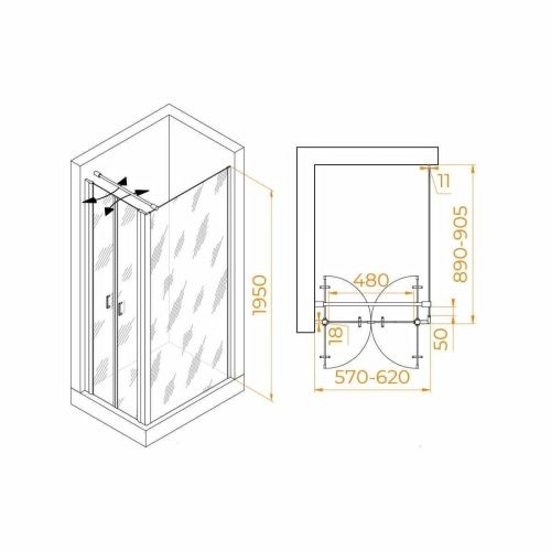 Душевой уголок RGW Passage 060814469-011 90х60 стекло прозрачное профиль хром без поддона - фото 2