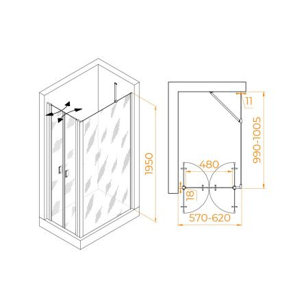 Душевой уголок RGW Passage 060814460-11 100х60 стекло прозрачное профиль хром без поддона