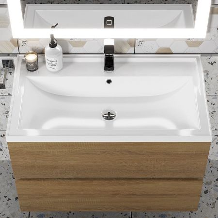 Раковина из искусственного камня Uperwood Family 293020630 80х50 полувстраиваемая цвет белый